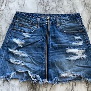 Zip Denim Skirt
